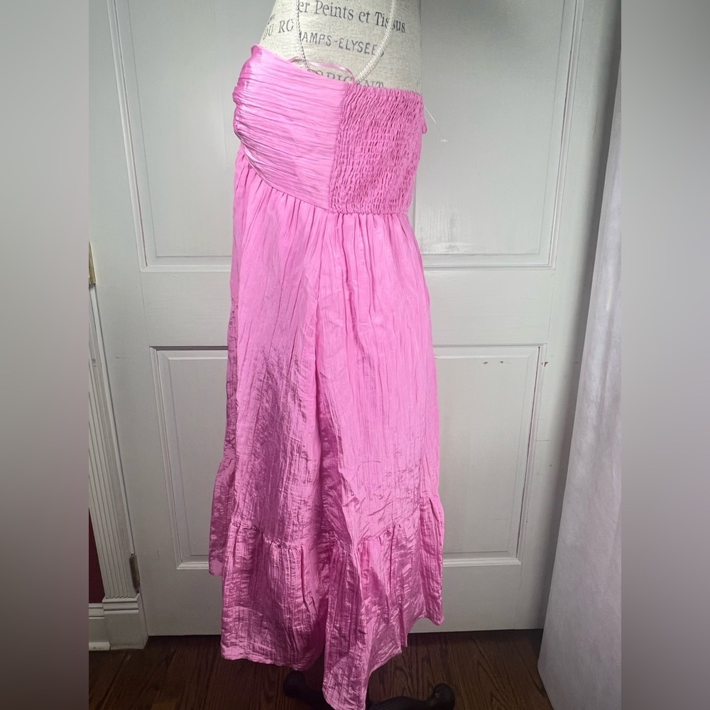 Calista Halter Neck Tie Midi Dress Side Pockets Pristine Condition Pink Sz L - Picture 5 of 9
